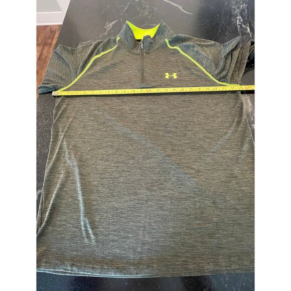 Under Armour Green and Neon 1/4 zip long sleeve Heat Gear Large - Picture 7 of 9